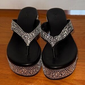 INC International Concepts Black and Silver Platform Sandals